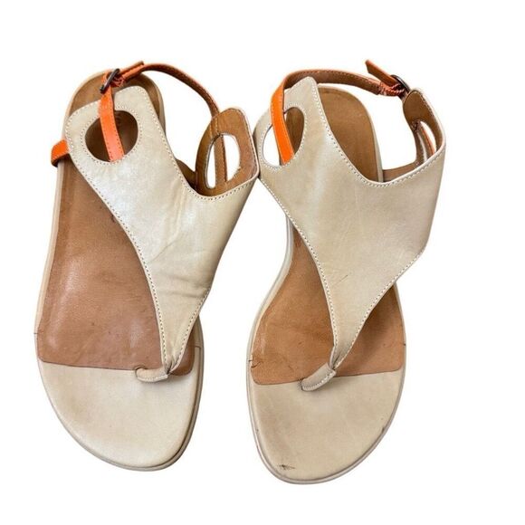 Gentle Souls Opal Tan Orange Leather Slingback Thong Sandals Size 9 - Picture 1 of 5